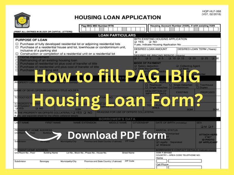 PAG IBIG Housing Loan Form pdf download and guide to fill up the form