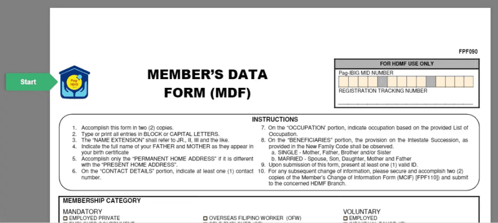 Acquire a copy of your PAG IBIG Membership Data Form online
