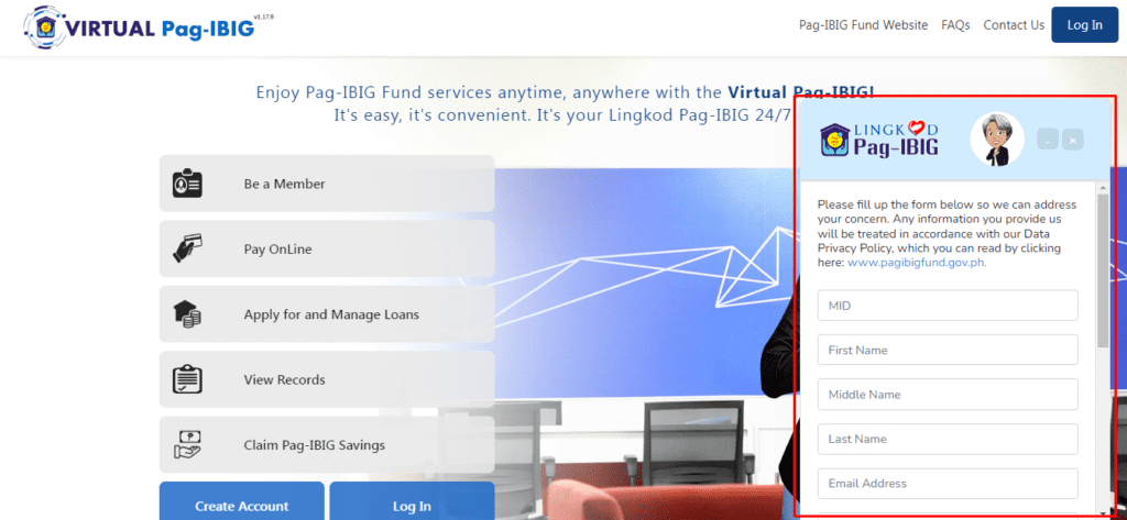 Pag-IBIG Verification Process:Built-in Chat on the official site