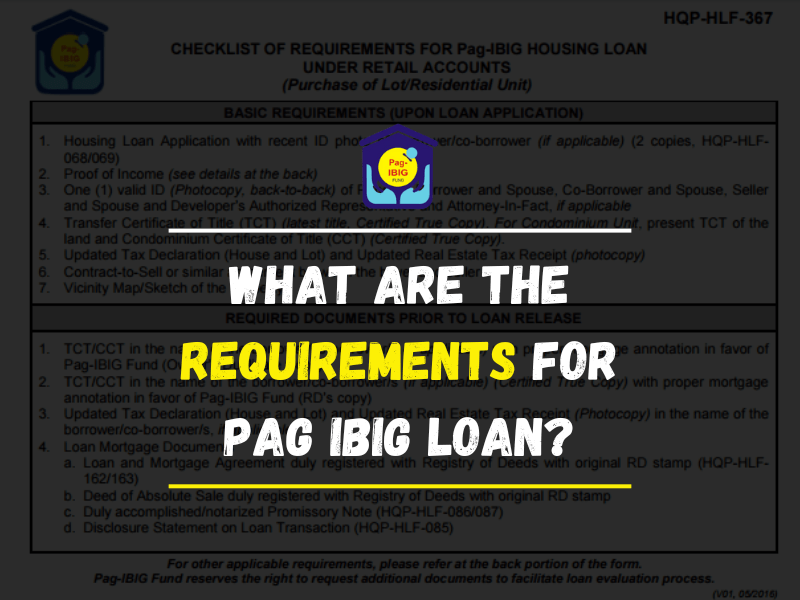 List of all Requirements for PAG IBIG Loan